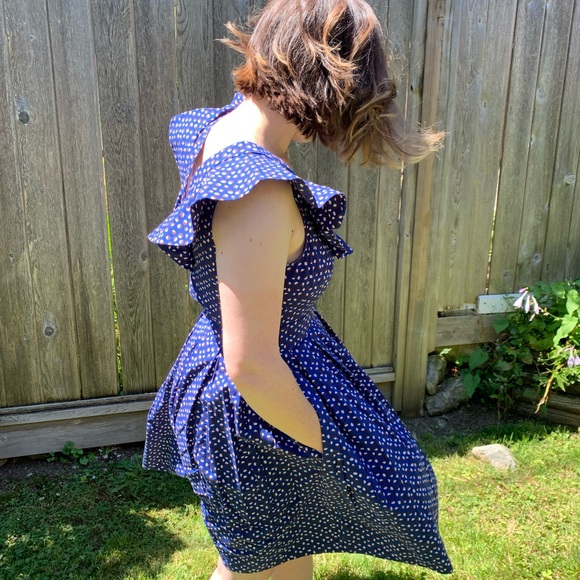 Kate Spade New York Blue V-Neck Fit & Flare Dress - Picture 2 of 11